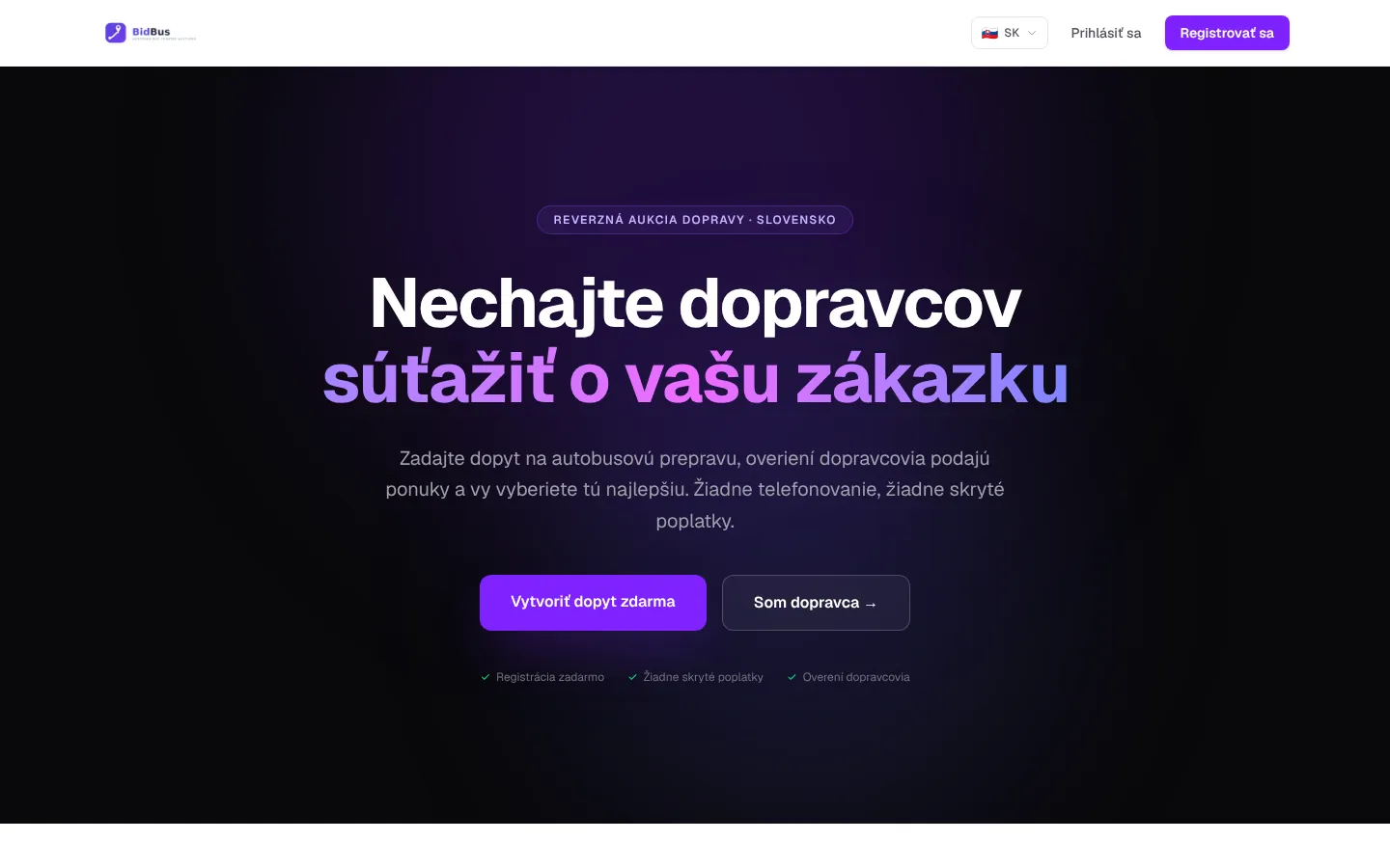 Úvodná stránka BidBus
